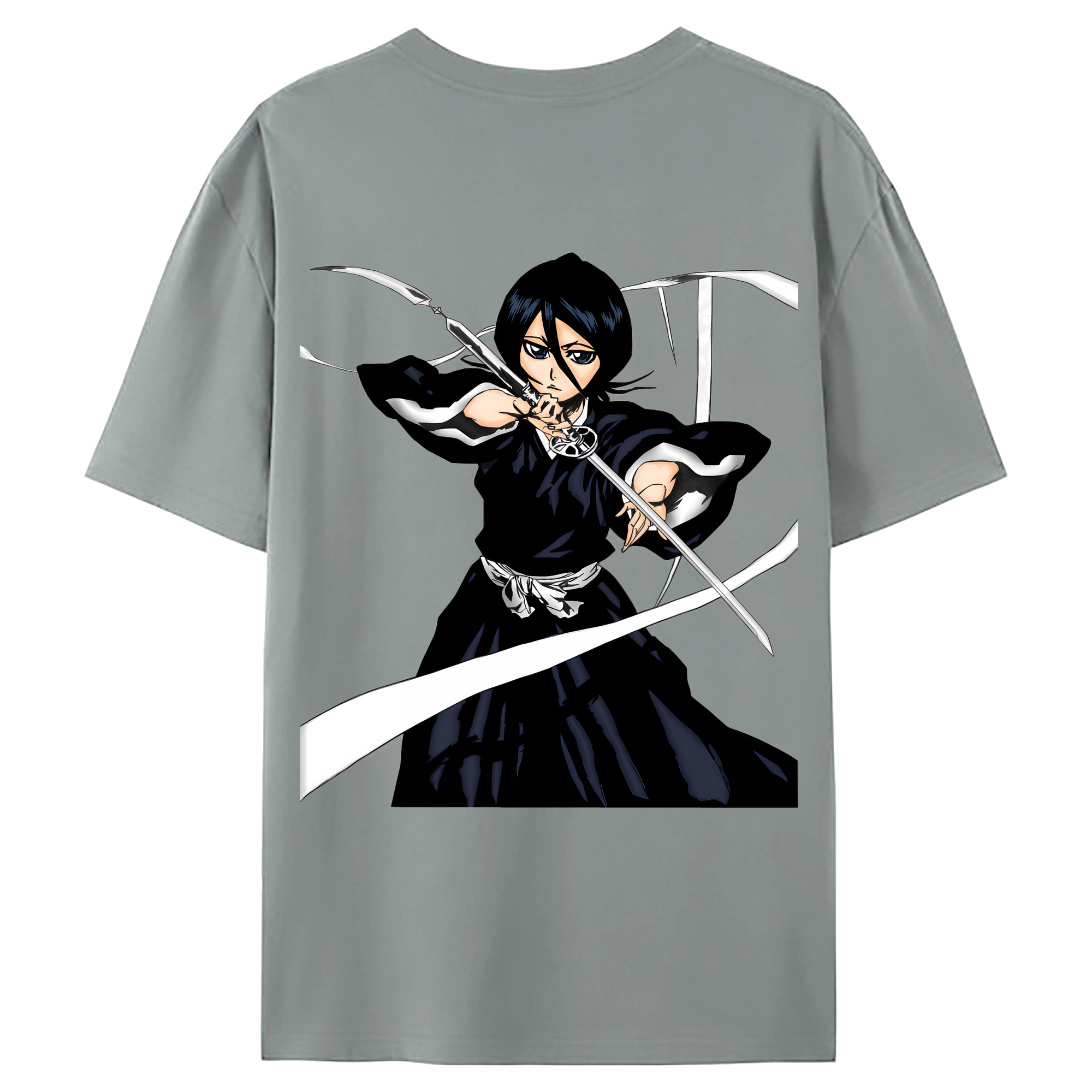 （画像用） ブリーチ 朽木ルキア BLEACH Kuchiki Rukia 綿100％ メンズ半袖Tシャツ（バックプリント） 通気性
